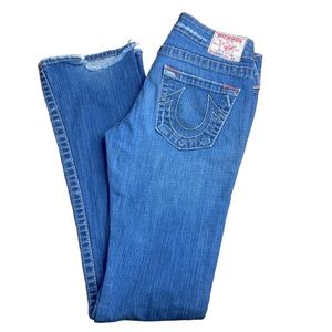 Y2K True Religion Bobby Straight Leg Blue Jeans Womens 28 Made in USA Low Rise